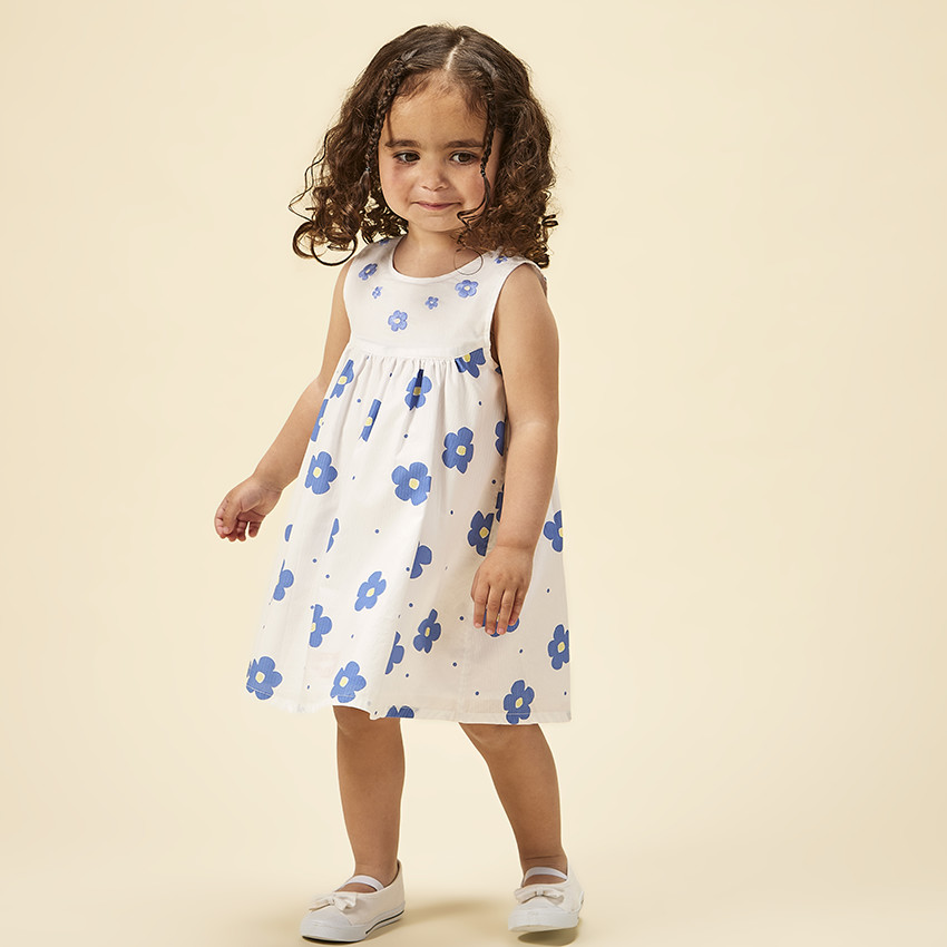 Vestido sin mangas estampado flores para bebe nina