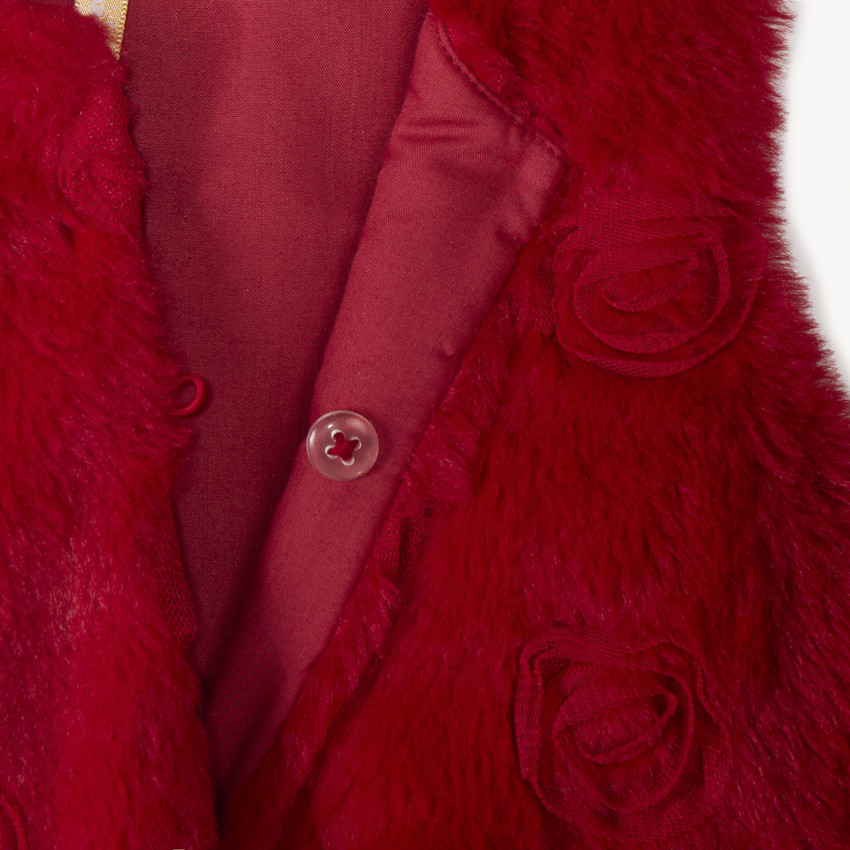 Gilet sans manches effet fourrure à rosaces pour bébé fille 