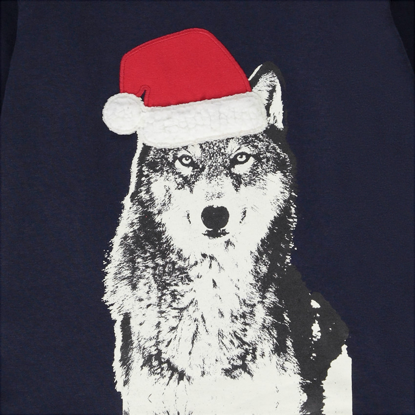 Sous-pull de noël print loup pour garçon 