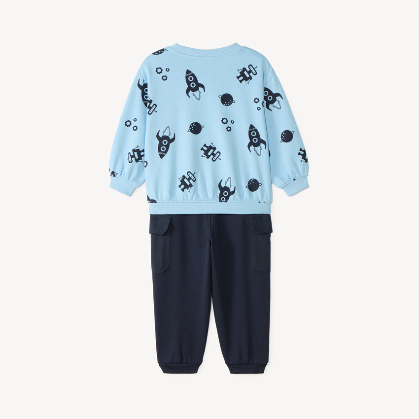 Conjunto de 2 piezas: sudadera + pantalón de chándal con estampado de robot para bebé niño. 