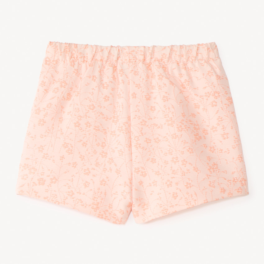 Pantalones cortos de jacquard con bolsillos en forma de corazón para niña. 