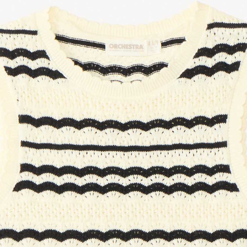 Conjunto de 2 piezas de camiseta sin mangas + pantalones cortos de punto a rayas para niña 