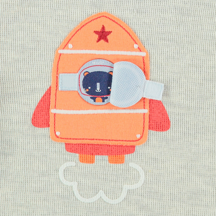 Jogging de felpa motivo cohete y bolsillos canguro  