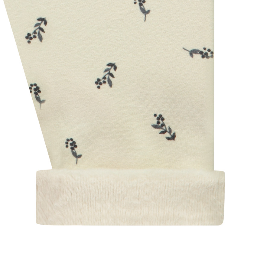 Pantalón de bebé forrado en sherpa con estampado de flores para niña 