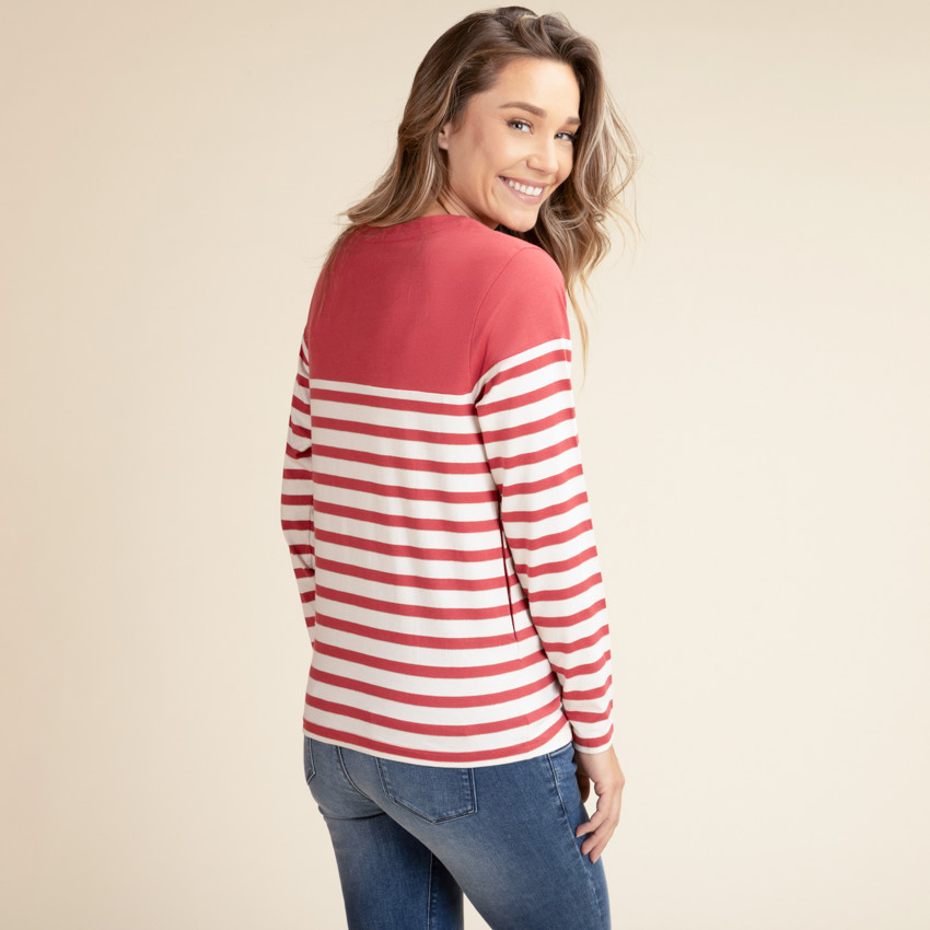 Camiseta de lactancia de manga larga estilo marinero 