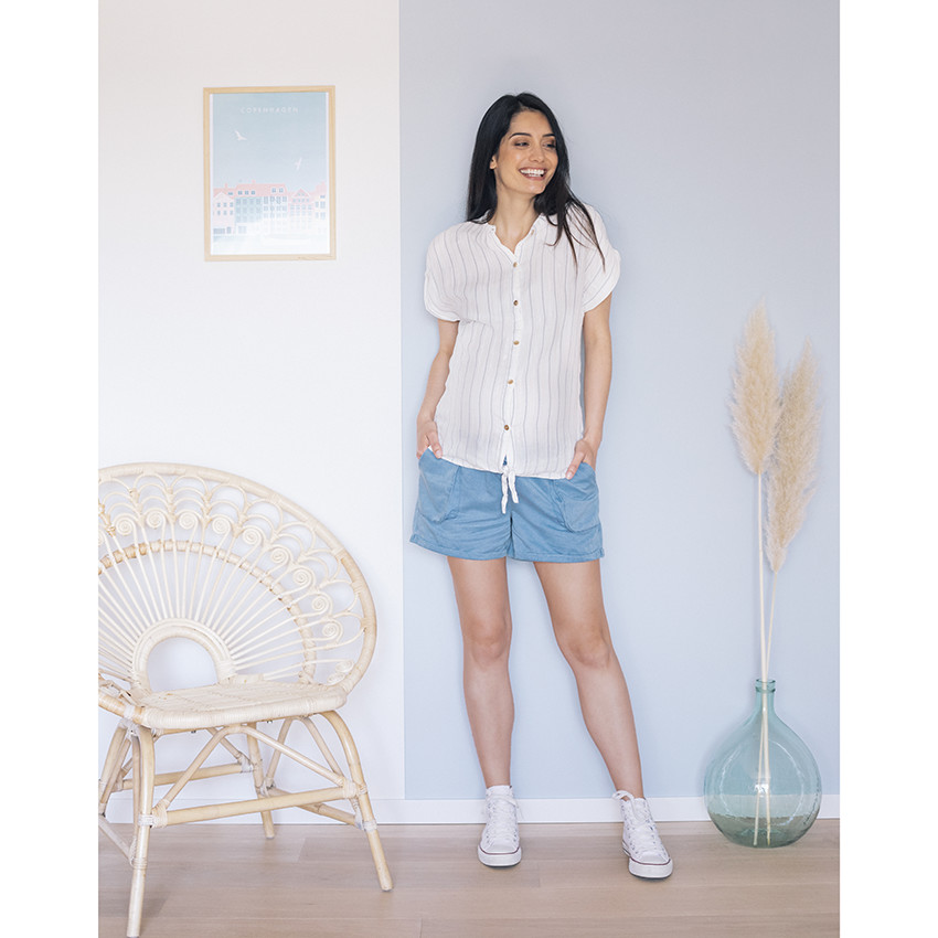 pantalon corto de embarazo con bolsillos 