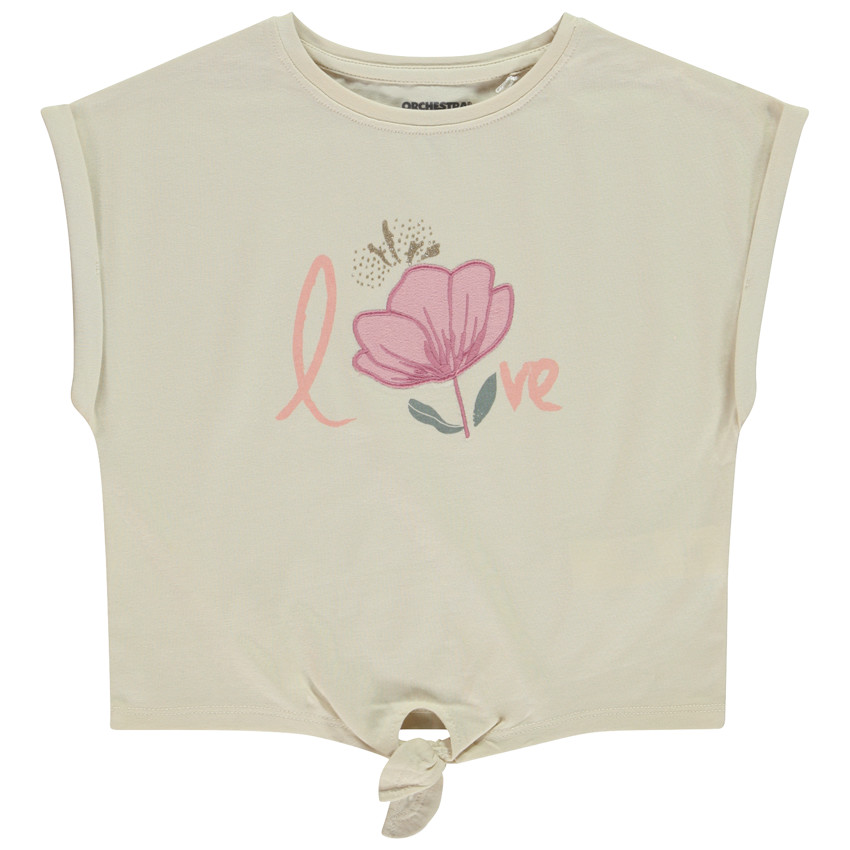 Camiseta de manga corta con nudo para niña 