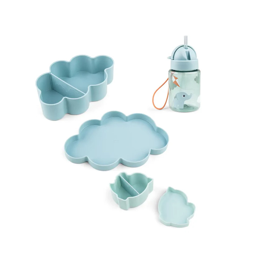 Juego de fiambreras y botella Playfround azul 