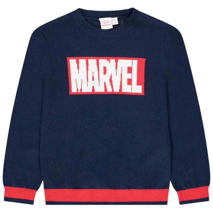Pull en tricot visuel logo Marvel pour garçon Main Pull en tricot visuel logo Marvel pour garçon
