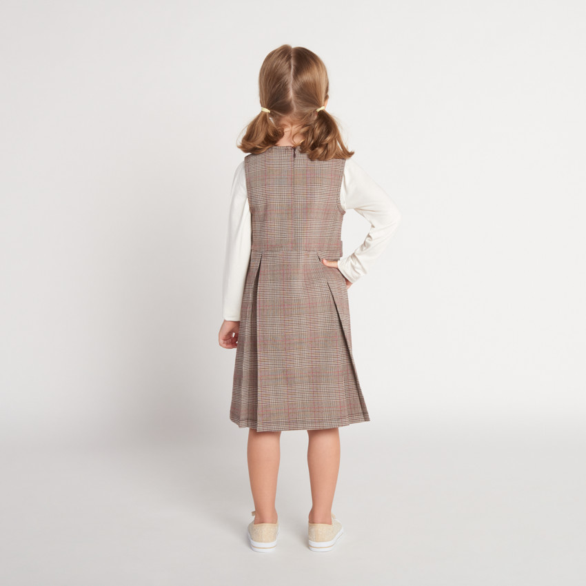 Vestido sin mangas de tela de cuadros para niña 