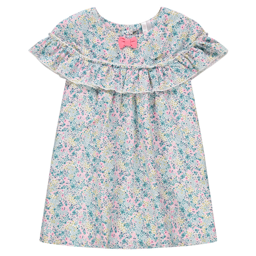 Vestido con volantes y flores estampadas all over 