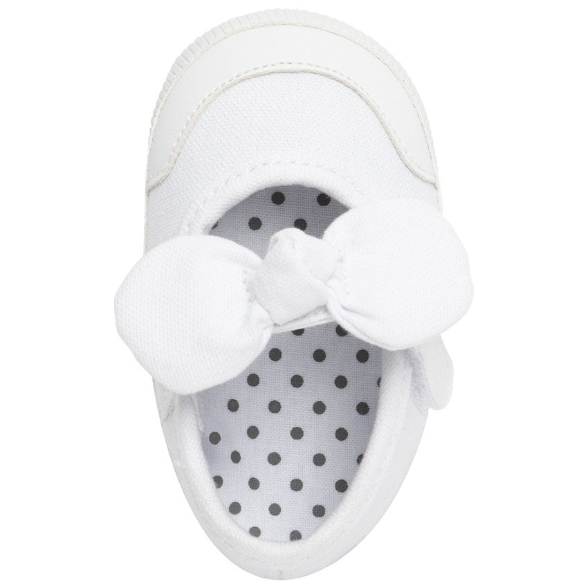 Zapatillas blancas con velcro y lazo para bebé niña 