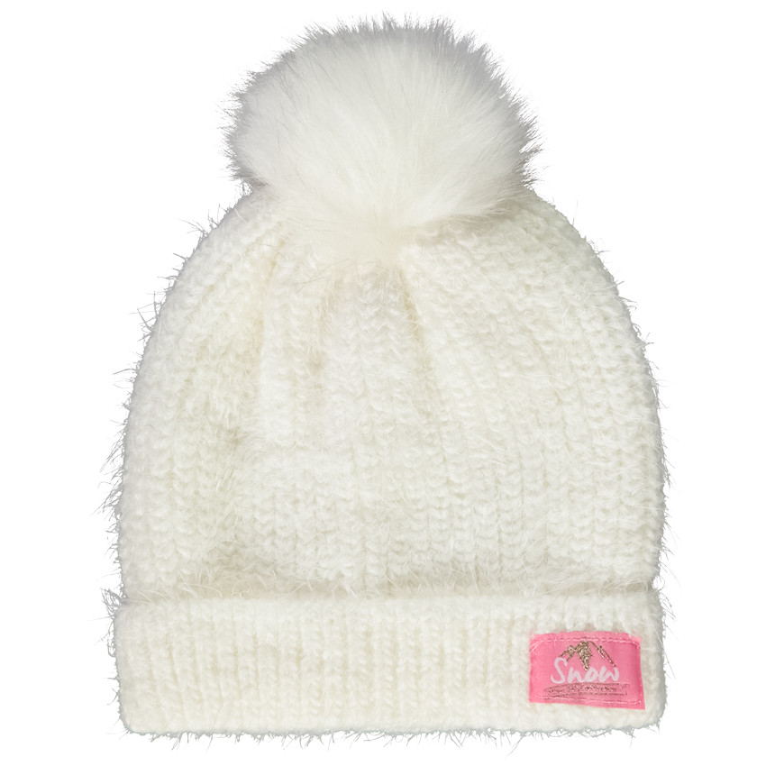 Gorro de punto con pompón para niña 