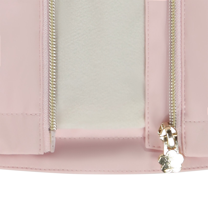 Parka de goma con volante y forro de sherpa para bebé niña 