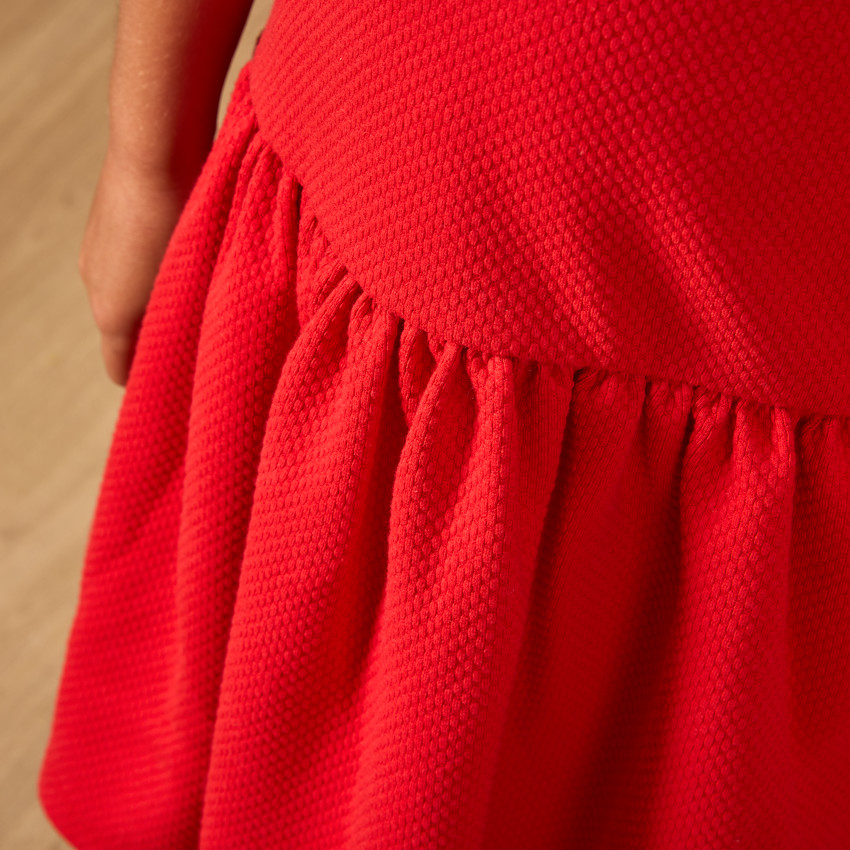 Vestido de manga corta de punto nid d