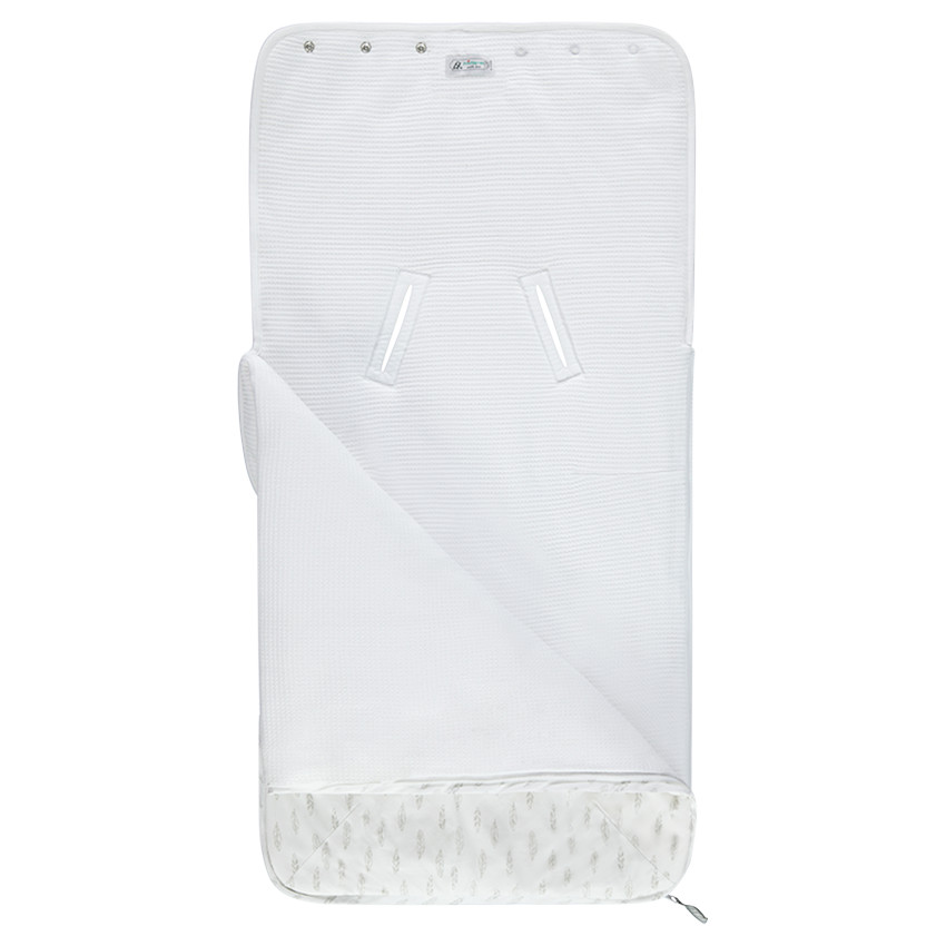 Saco de dormir de popelina con forro de punto y estampado de plumas 