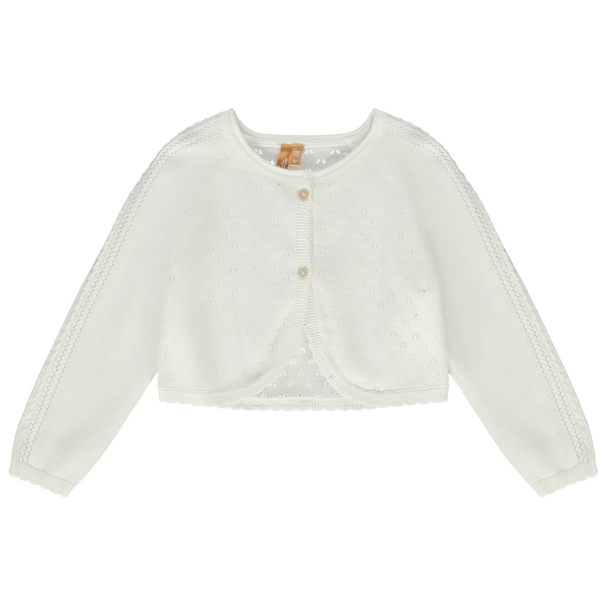 Gilet boléro en tricot pointel pour bébé fille 