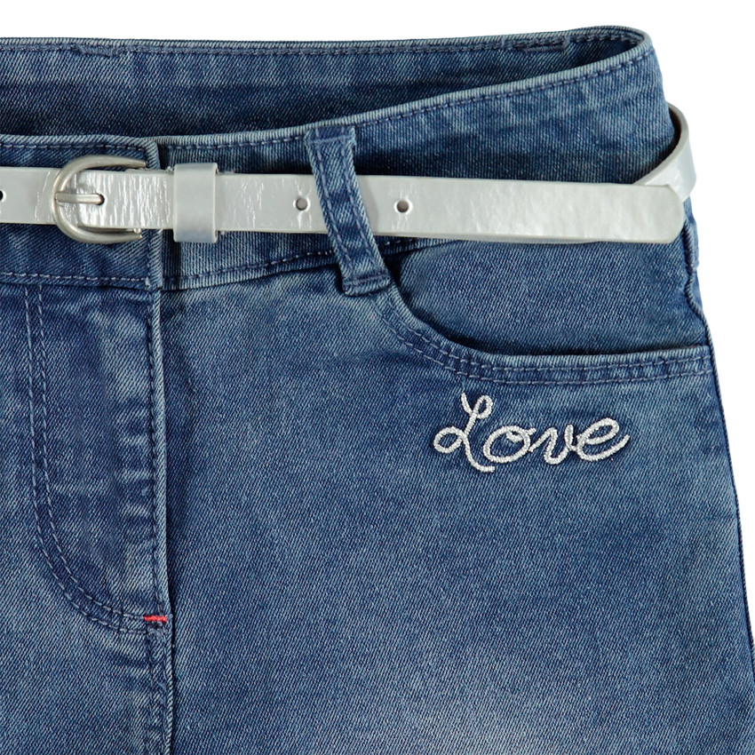 Jeans Skinny bordados y cinturón desmontable 