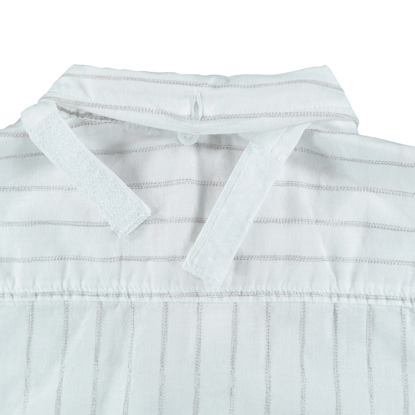 Camisa de manga corta de algodón con rayas y corbata 