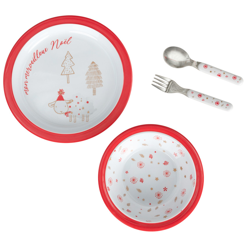 Vajilla 3 piezas "Hiver Magique" de melamina 