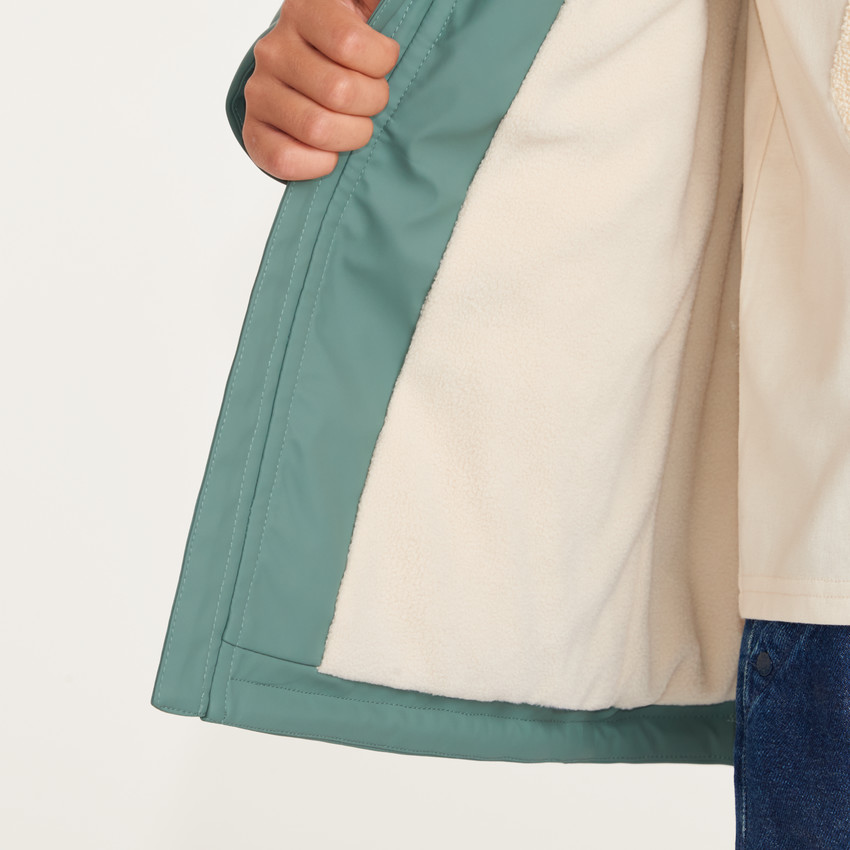 Parka de goma para niño con capucha y forro de micropolar 