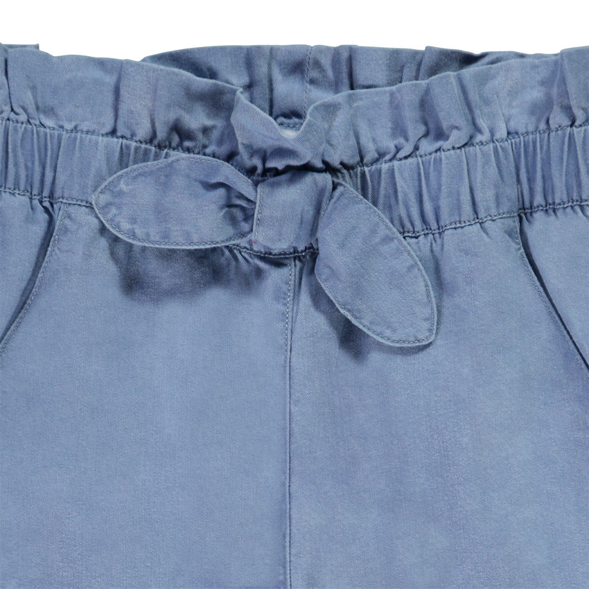 Pantalón ancho corte paper bag con lazo para niña 