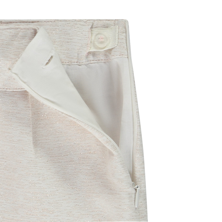 Short de talle alto plisado en jacquard y lúrex para niña 