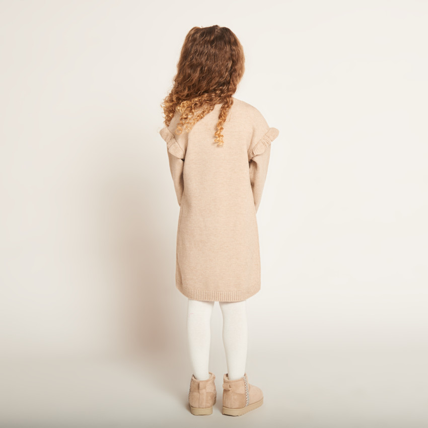Robe manches longues en tricot ajouré pour fille  
