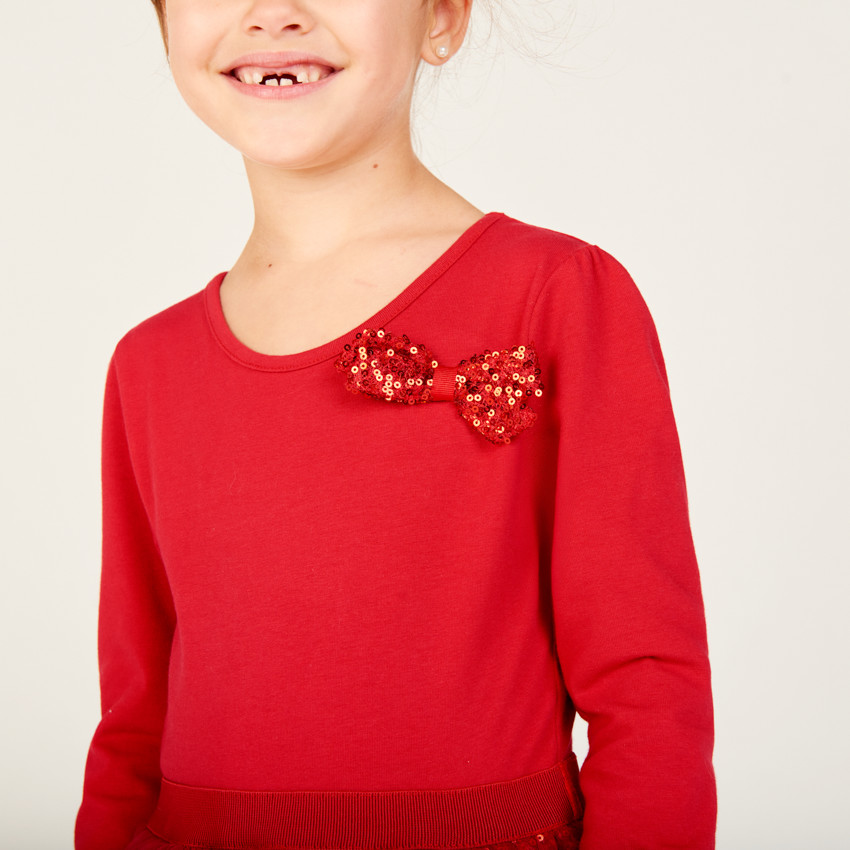 Robe de fête manches longues effet 2 en 1 à sequins pour fille 