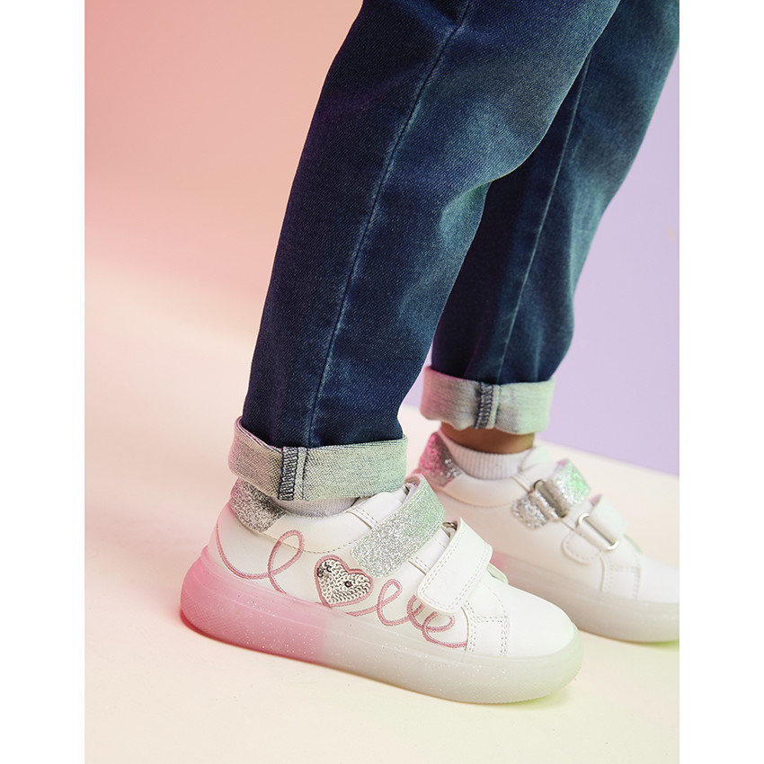 Zapatillas bajas con velcro y bordado de lentejuelas para niña 