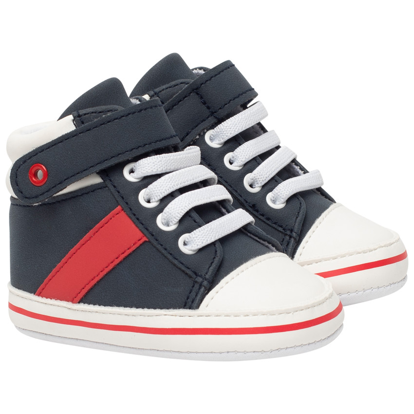 Baskets montantes en toile empiècements contrastés pour bébé garçon 