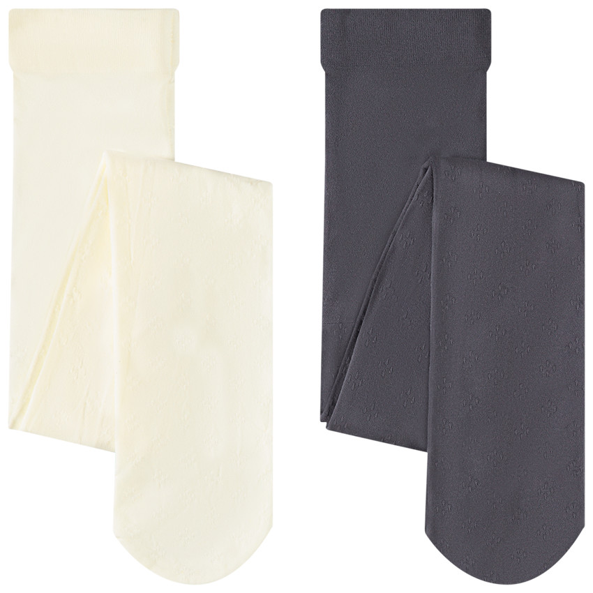 Pack de 2 leotardos gruesos de punto liso para niña 