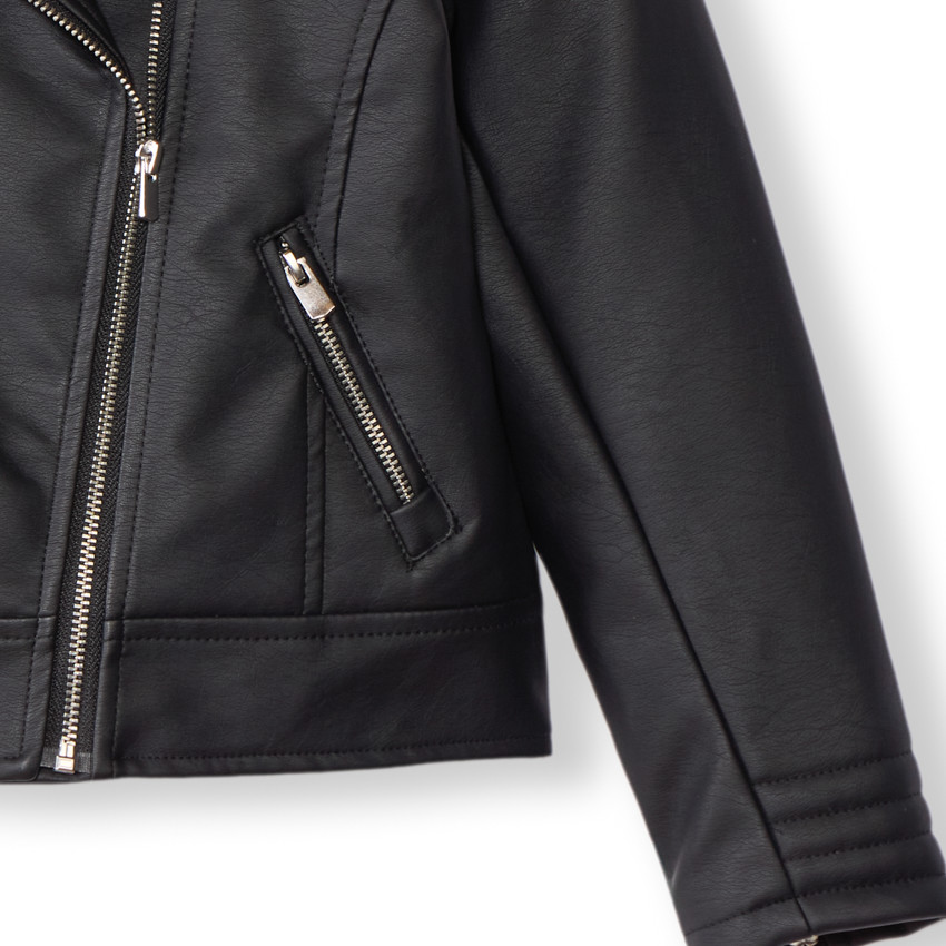 Chaqueta perfecta de poliuretano con forro de sherpa para niña 