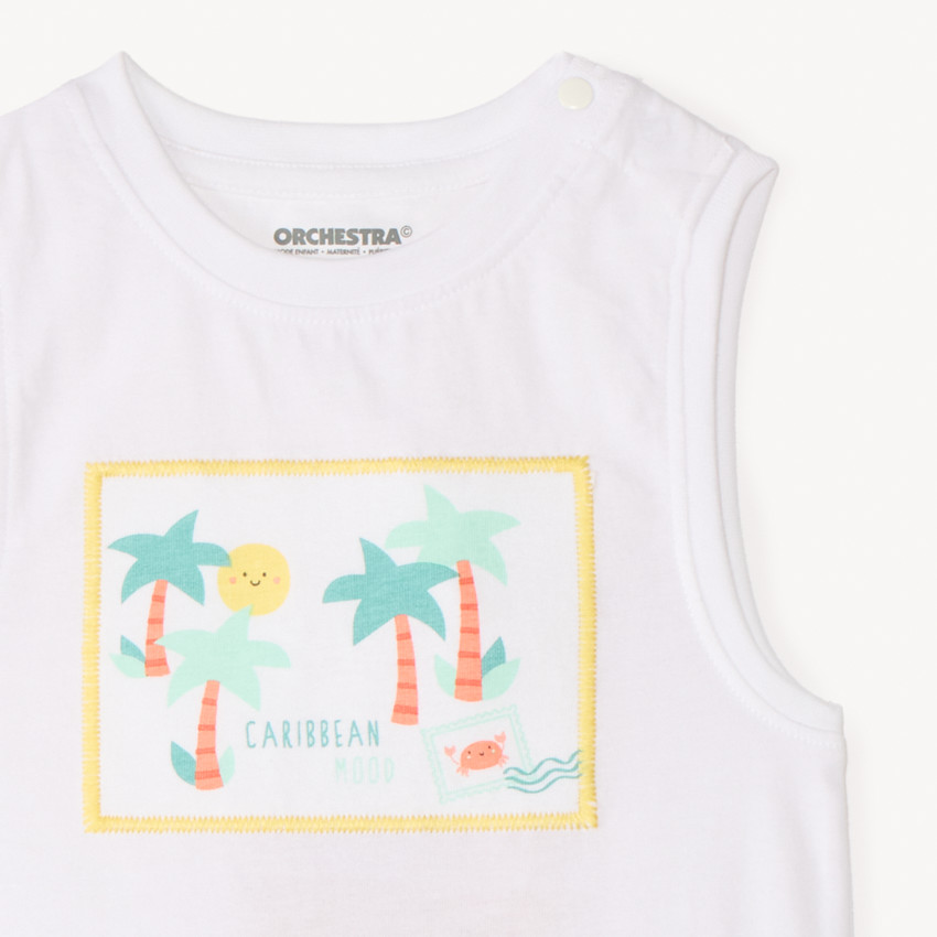 Conjunto de 2 piezas: camiseta sin mangas + pantalones cortos con diseño para bebé niño. 