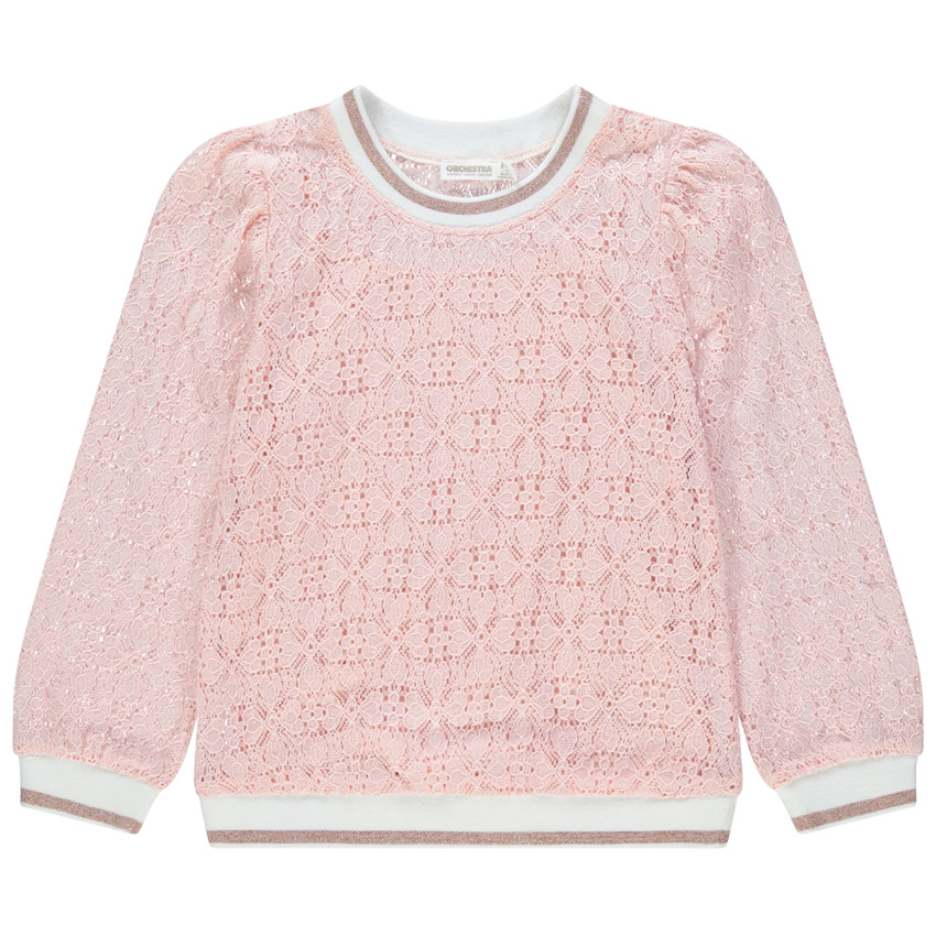 Sweat en dentelle à finitions fantaisie 