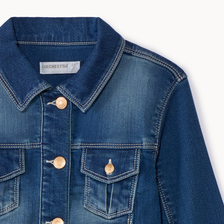 Chaqueta efecto vaquero con bolsillos para niña 