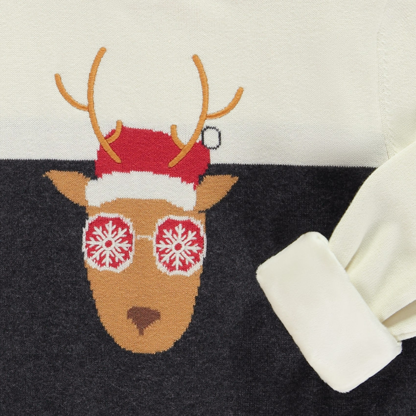 Jersey de punto forrado de terciopelo con motivo de reno de Navidad para niño 