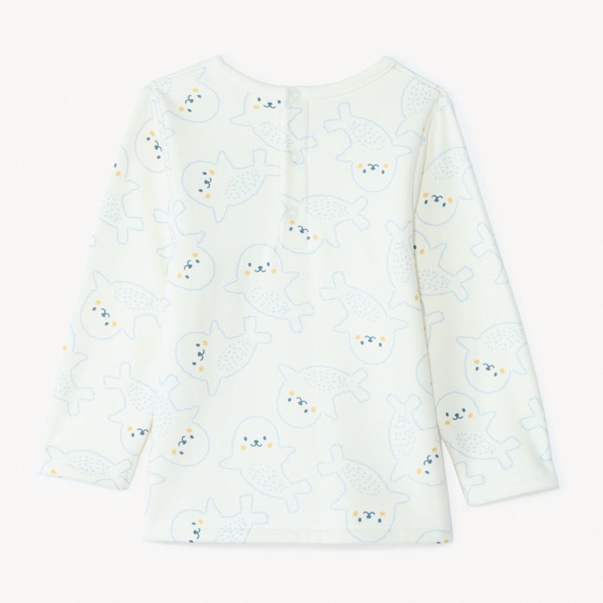 Set pyjama imprimé phoques pour bébé garçon avec finitions différentes selon l'âge 