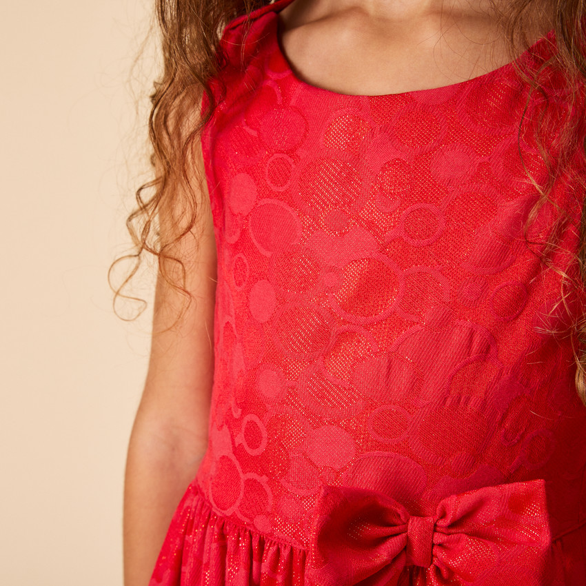 Vestido de fiesta sin mangas con motivos jacquard iridiscentes para niña 