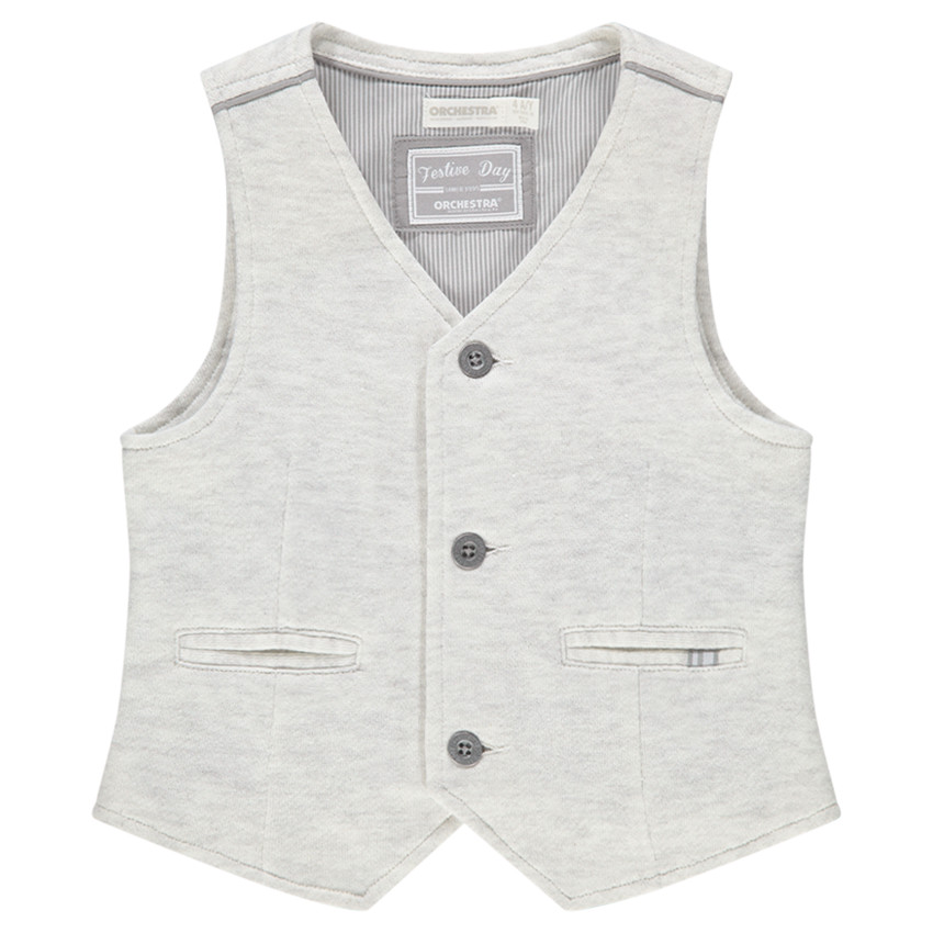 Chaleco tipo camarero con forro de rayas 