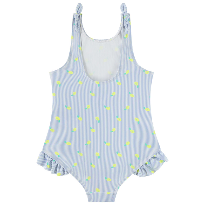 Bañador de una pieza a rayas y estampado de limón para niña 