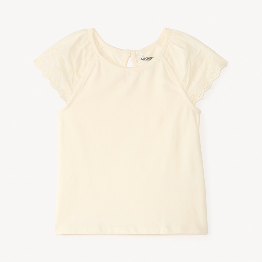 Camiseta de manga corta de popelín liso para niña bebé 