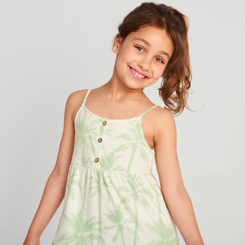 Vestido sin mangas con estampado de palmeras para niña 