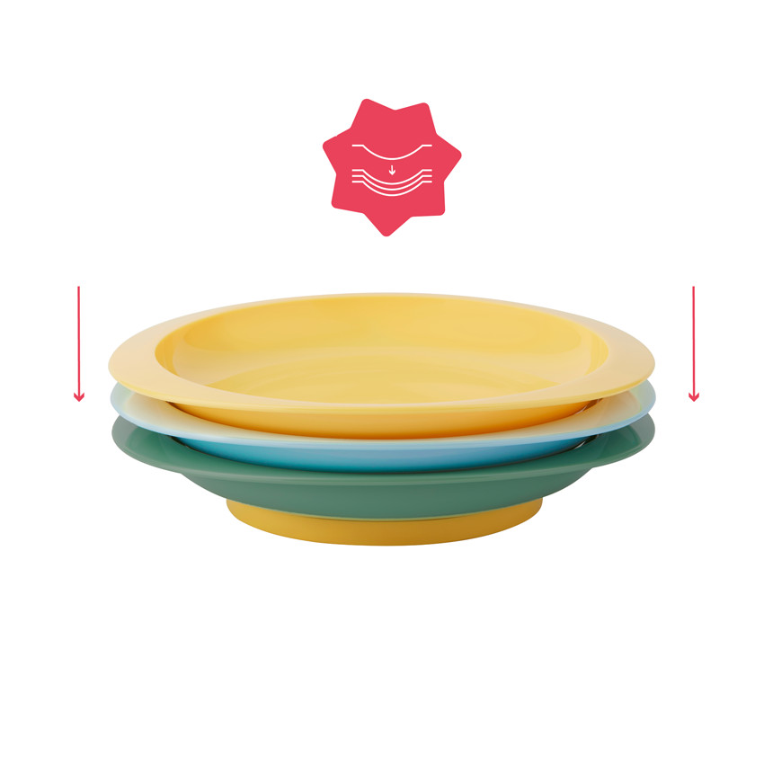 Lot de 3 assiettes anti-dérapantes - Multicolore 