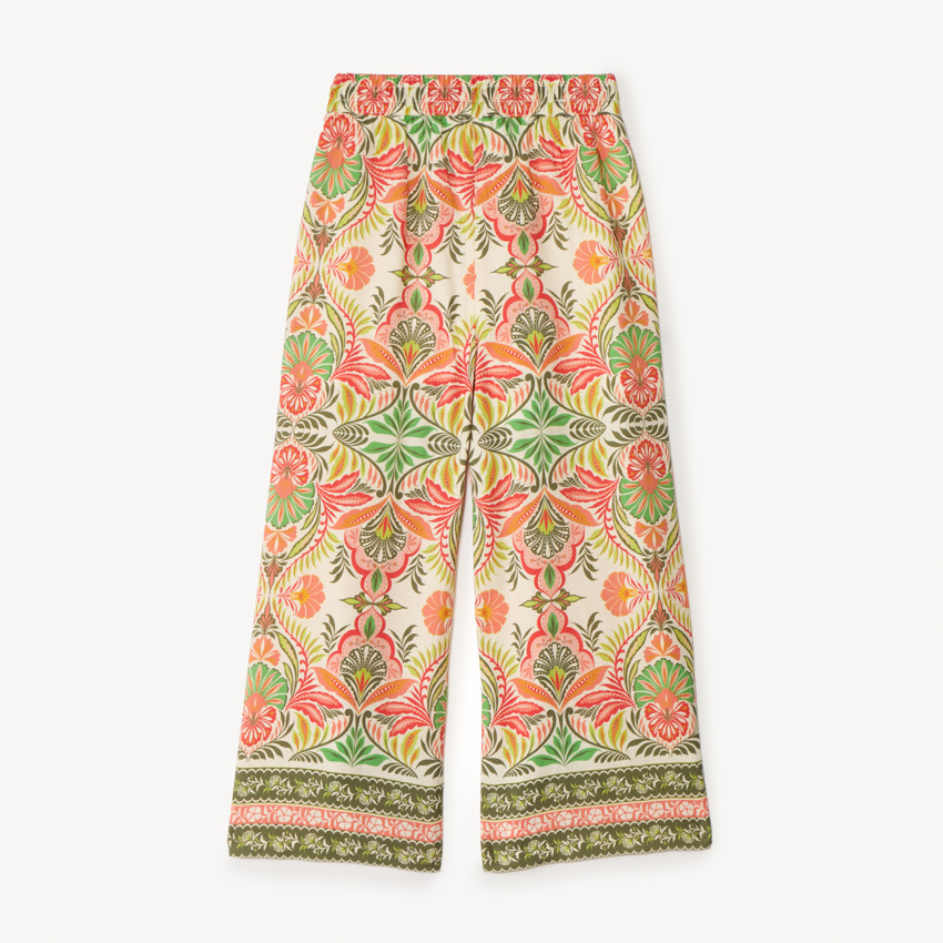Pantalón ancho y fluido con estampado original para niña 
