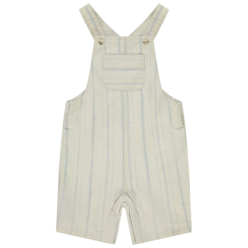 Salopette corta de tela rayada para bebé niño 