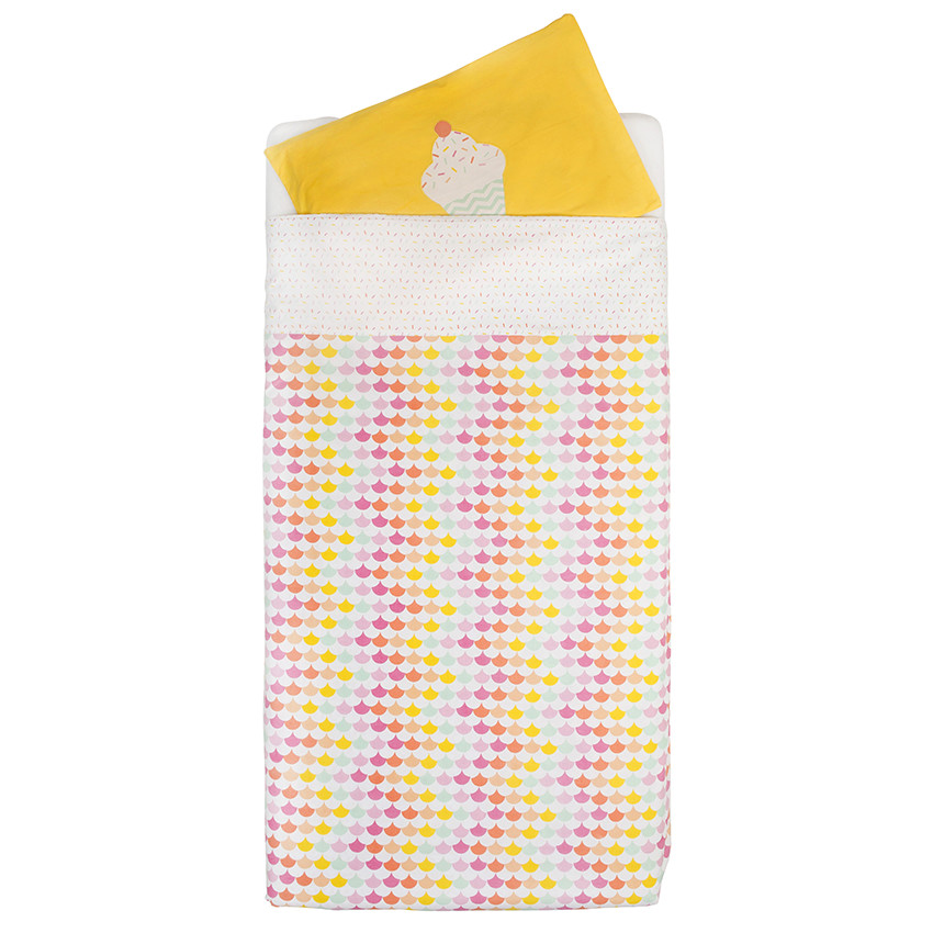 Conjunto de funda nórdica y funda de almohada con motivo de cupcake 