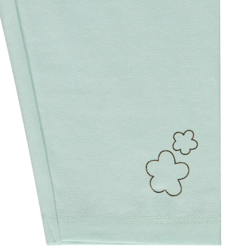 Lote de 2 corsarios lisos con estampado glitter de flores para bebé niña 