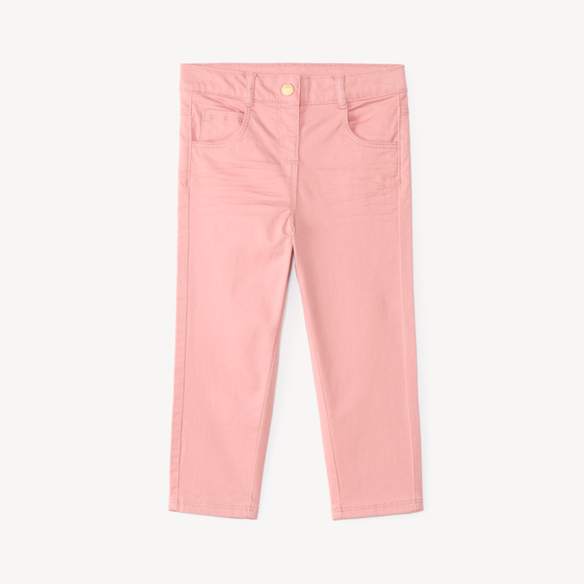Pantalón slim para bebé niña en sarga lisa 