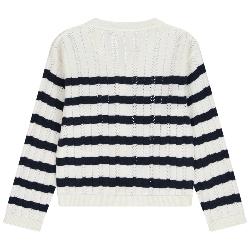 Gilet de punto con motivos calados estilo marinero para niña 